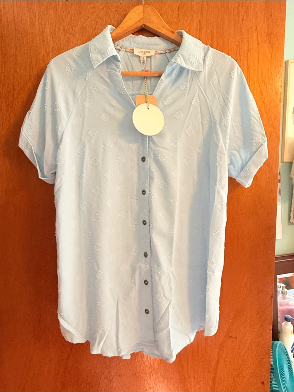 Umgee Light Blue Short Sleeve Button-Down Shirt